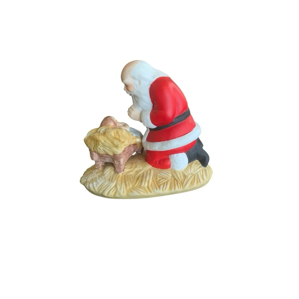 Vintage 1983 The Kneeling Santa by Roman Baby Jesus Christmas Figurine READ